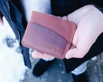 Slim wallet leather card holder Leather card wallet Engraved wallet