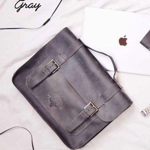 Handcrafted Leather Briefcase Satchel: Crossbody Laptop Bag for Men