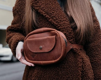 Sac banane minimaliste en cuir, petit sac banane bandoulière pour femme, petit sac à main en cuir