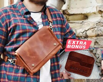 Leather sling bag Leather fanny pack