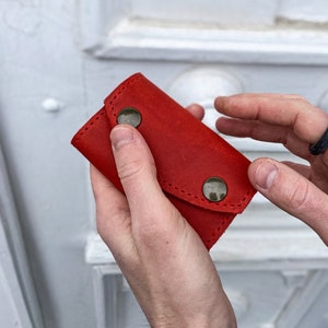 Leather key case Key holder wallet Leather key holder Red