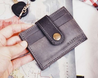 Leather card case business card holder wallet