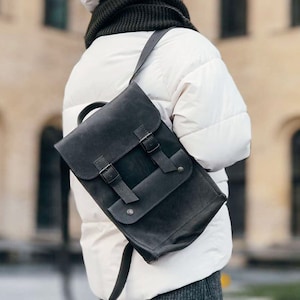 Leather satchel backpack for Women