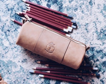 Cute leather personalized pencil case teacher survival kit