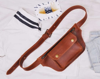 Minimalist Leather Belt Bag, Small Belt Bag Sling bag Unisex fanny pack