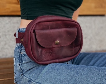 Bauchtasche aus Vollnarbenleder: Vielseitige Hüft- und Hüfttasche