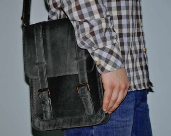 Vintage Leather Work Bag: Small Men's Crossbody Satchel and Laptop Bag