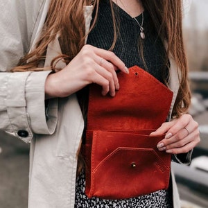 Leather fanny pack for women Waist bag Sling bag for women Red