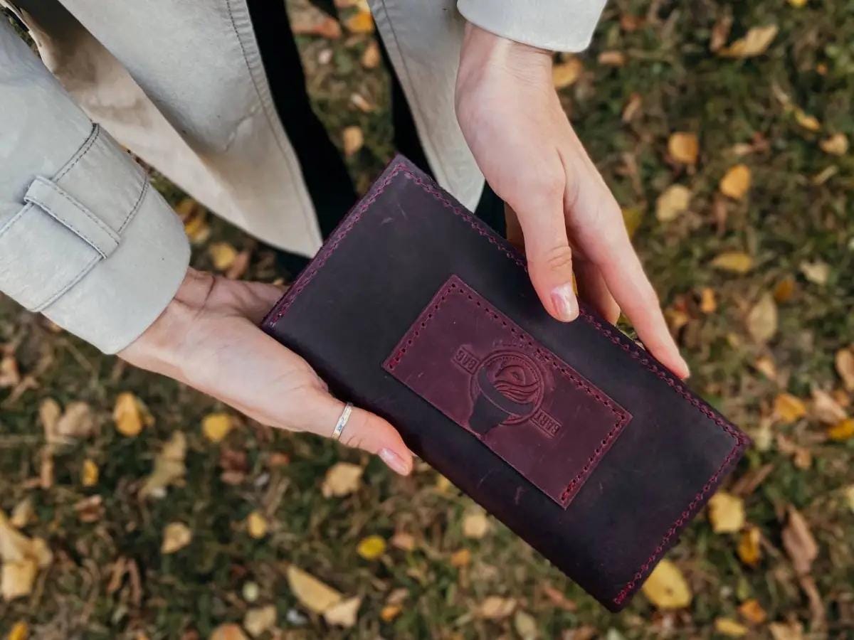 Burgundy Leather Long Wallet for Women – Monogrammed Phone Wallet