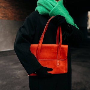 Cartera de cuero para carpeta de archivos para mujer, bolso de cuero para portátil Red