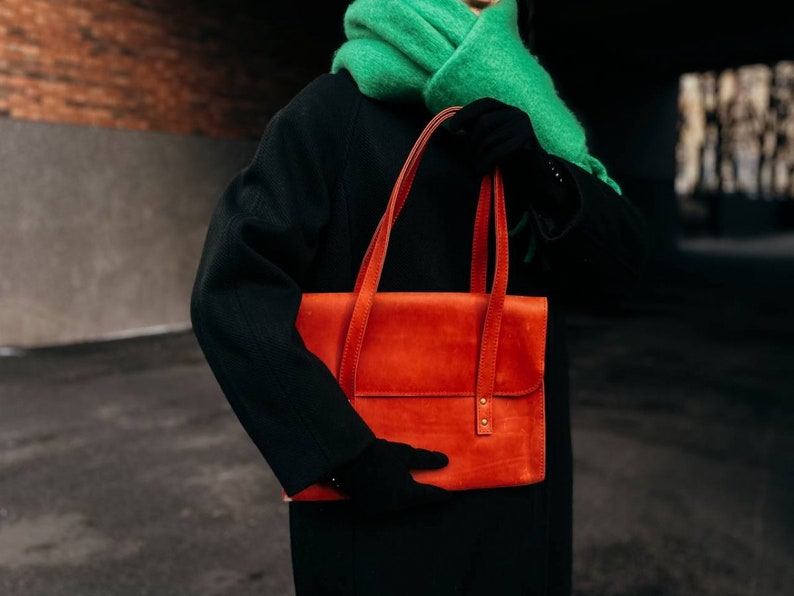 Cartera de cuero para carpeta de archivos para mujer, bolso de cuero para portátil Red