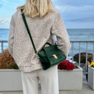 Women's Small Handbag - Real Leather Crossbody Bag - Crazy Horse Purse - Personalized Bag for Women - Handmade Everyday Style Green