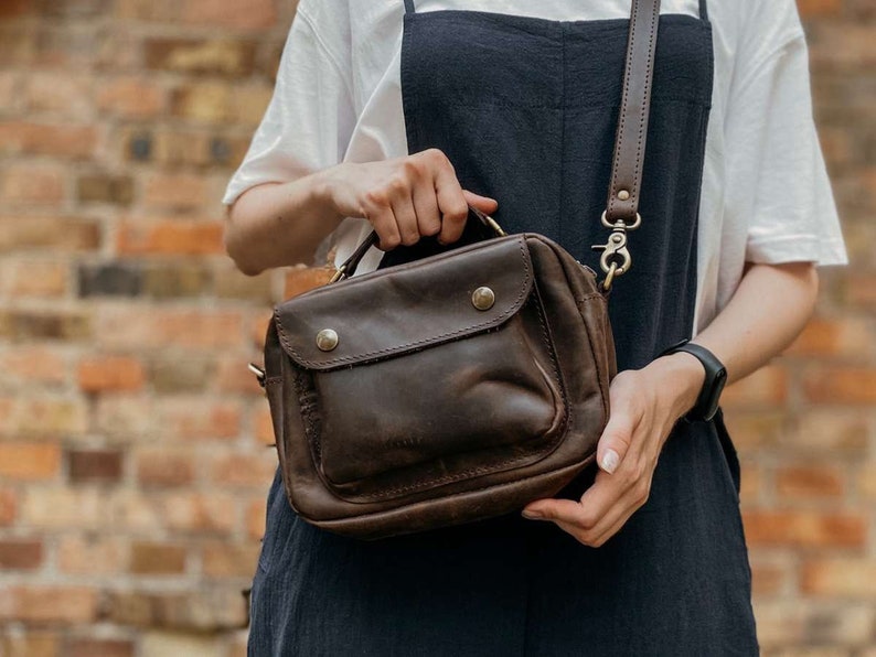 Small leather purse Leather bag women Cross body purse Leather shoulder bag Coffee