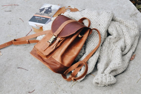 Bags | Women Small Backpack Purse Cute Leather Brown | Poshmark