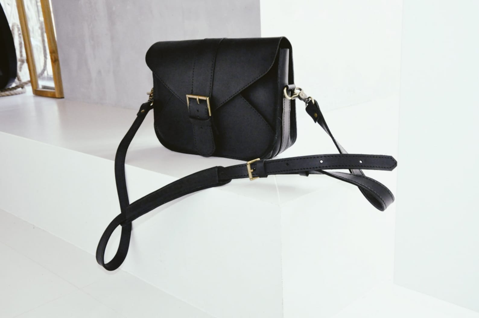 Small Crossbody Bag Black Crossbody Bag Leather Saddle Bag Etsy