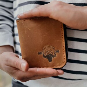 Cartera de tarjeta de crédito, cartera de cuero para hombre