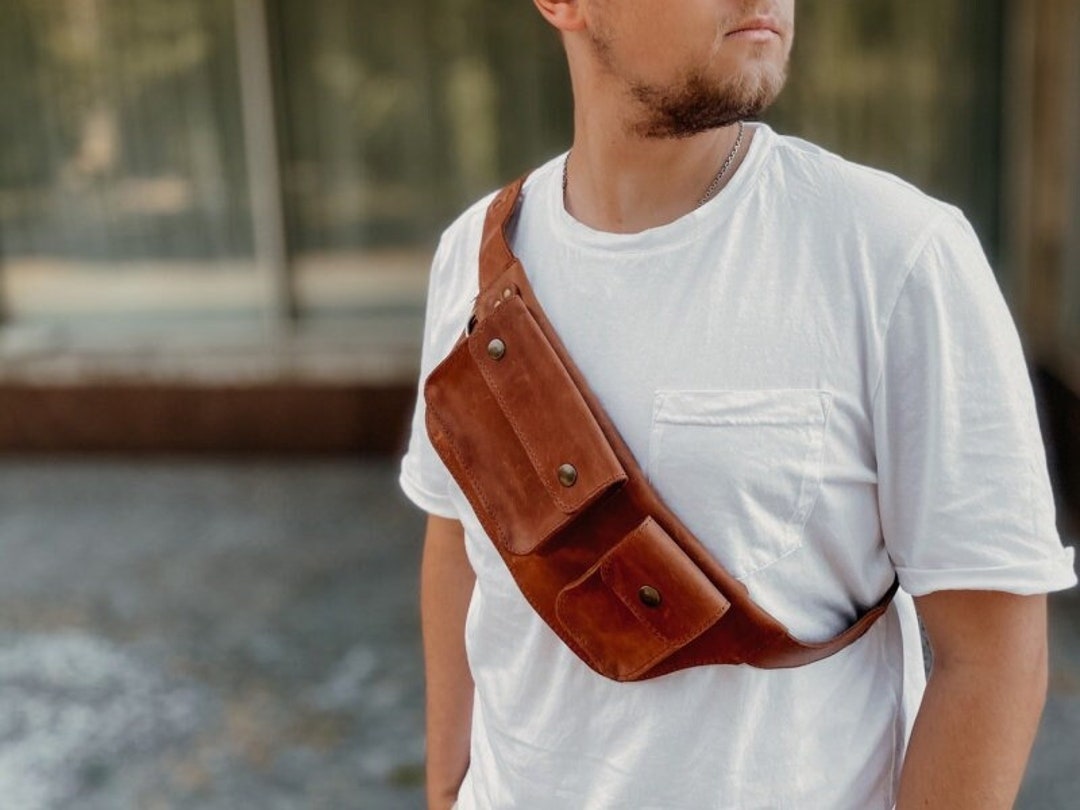 Crazy Horse Leather Waist Bag – Unisex Crossbody Fanny Pack