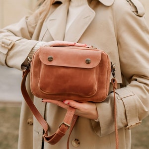 Small crossbody bag leather purse women small leather purse leather travel bag Orange