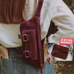 Leather fanny pack Leather Utility Belt Sling bag for women Bachelorette fanny pack image 1