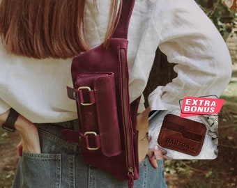 Leather fanny pack Leather Utility Belt Sling bag for women Bachelorette fanny pack