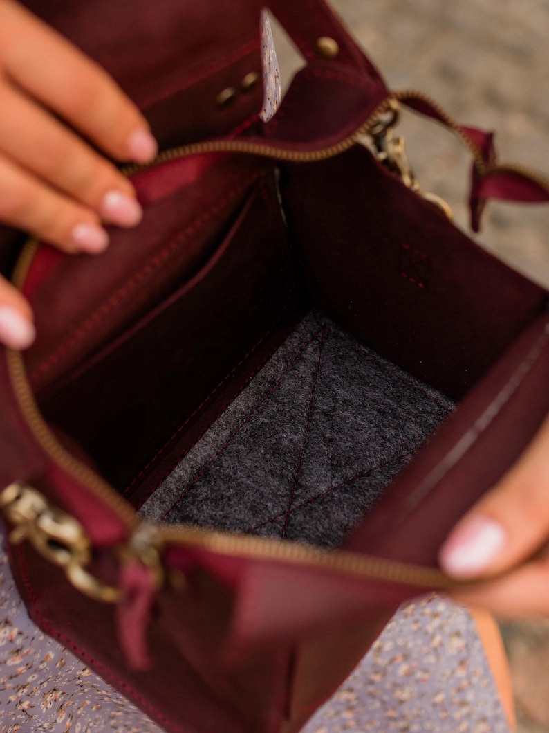 Women's Small Handbag - Real Leather Crossbody Bag - Crazy Horse Purse - Personalized Bag for Women - Handmade Everyday Style image 9