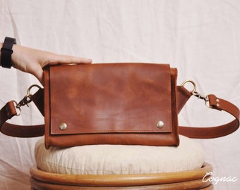 Leather sling bag Leather fanny pack