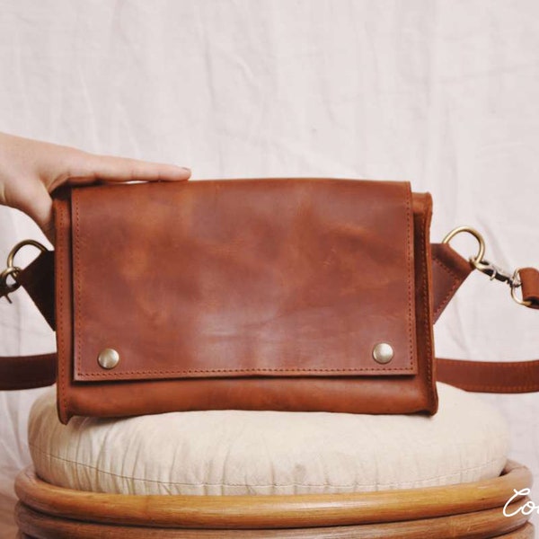 Leather sling bag Leather fanny pack