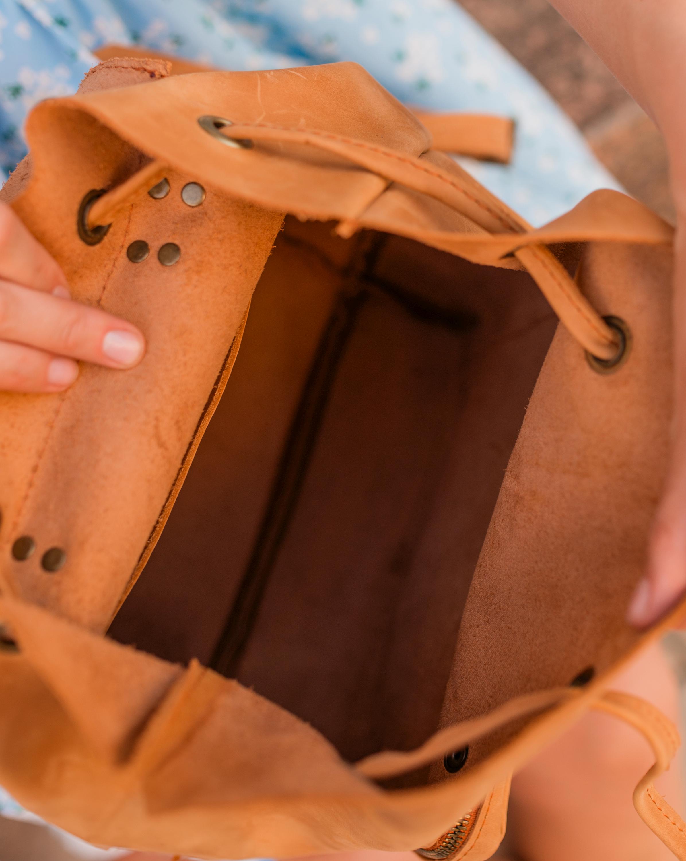 【新品未使用】chiiiibag leather Backpack（camel） Camel Brown Leather Backpack Tote Multi-way Leather