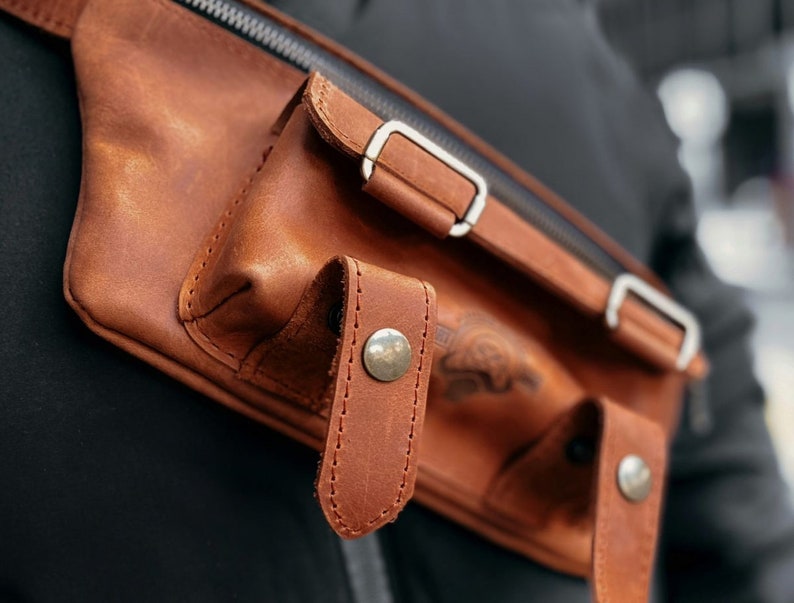 Leather fanny pack Leather Utility Belt Sling bag for women Bachelorette fanny pack Cognac
