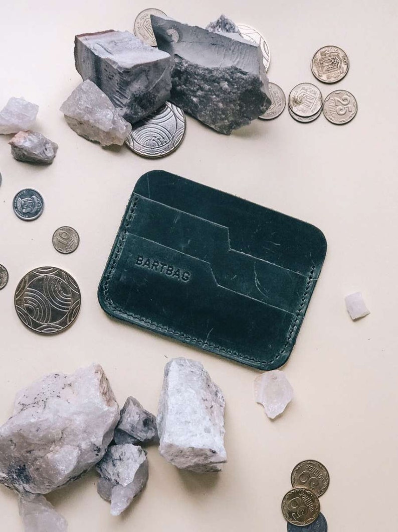 Cartera porta tarjetas Cartera delgada Cartera de cuero personalizada Cartera pequeña para mujer Green
