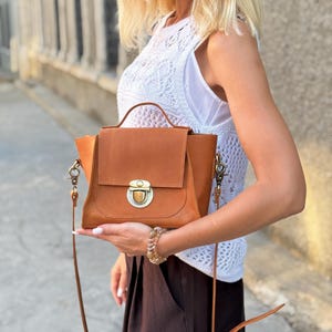 Women's Small Handbag - Real Leather Crossbody Bag - Crazy Horse Purse - Personalized Bag for Women - Handmade Everyday Style image 2