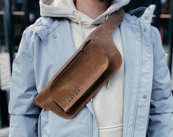 Leather fanny pack Monogrammed crossbody purse Cross body purse Small crossbody bag