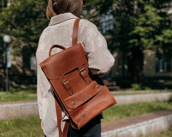 Echt leren rugzak voor dames Leren schooltasrugzak Gepersonaliseerde rugzak Laptoprugzak dames