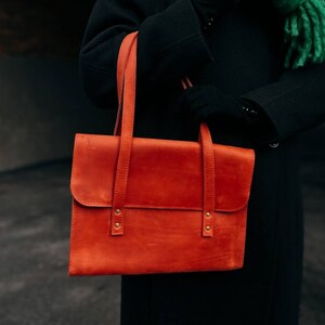 Cartera de cuero para carpeta de archivos para mujer, bolso de cuero para portátil imagen 6