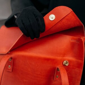 Cartera de cuero para carpeta de archivos para mujer, bolso de cuero para portátil imagen 3