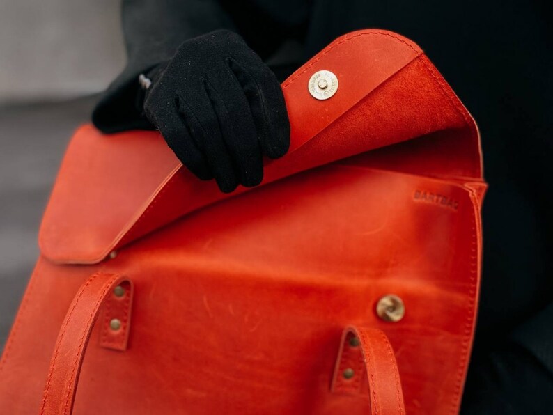 Cartera de cuero para carpeta de archivos para mujer, bolso de cuero para portátil imagen 3