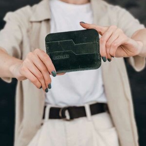 Cartera porta tarjetas Cartera delgada Cartera de cuero personalizada Cartera pequeña para mujer imagen 6