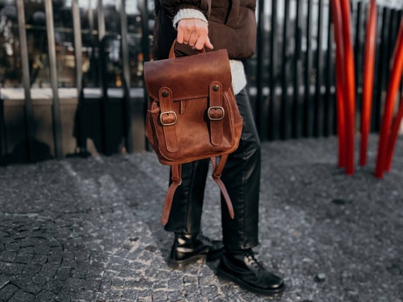 Leather Backpack Mini Backpack Purse Backpack Women Handmade
