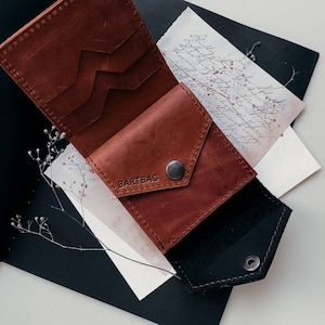 Cartera de cuero para mujer Cartera de cuero personalizada Cartera de bolsillo frontal Cartera unisex Cartera de mujer bicolor
