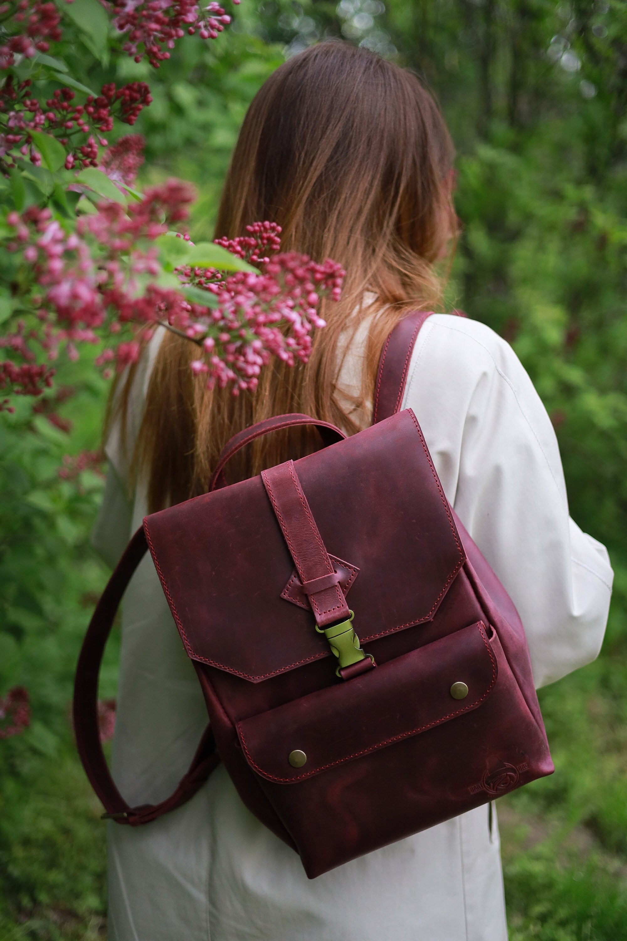 Elegant Small Burgundy Leather Backpack Purse Full Togo Leather Backpack | Elegant Everyday Design main image 4