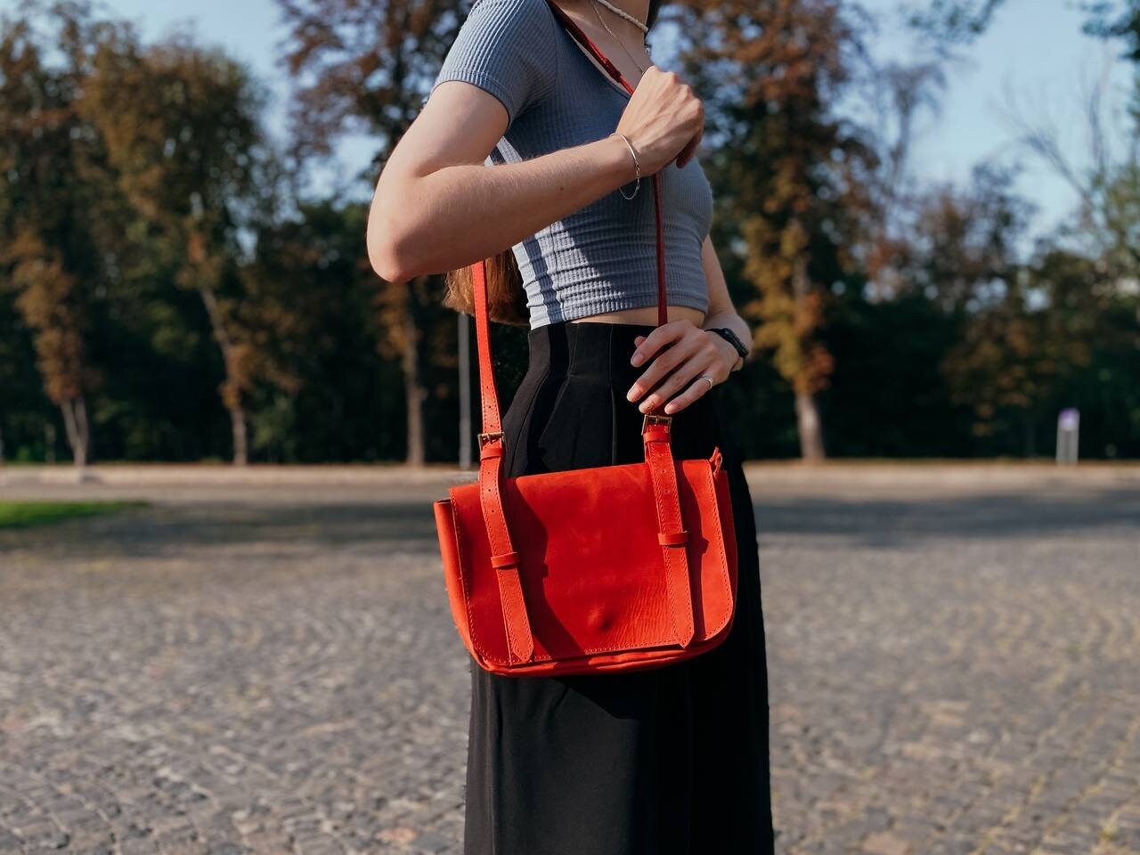 Small Leather Crossbody Bag Leather Purse Crossbody Red -  Finland