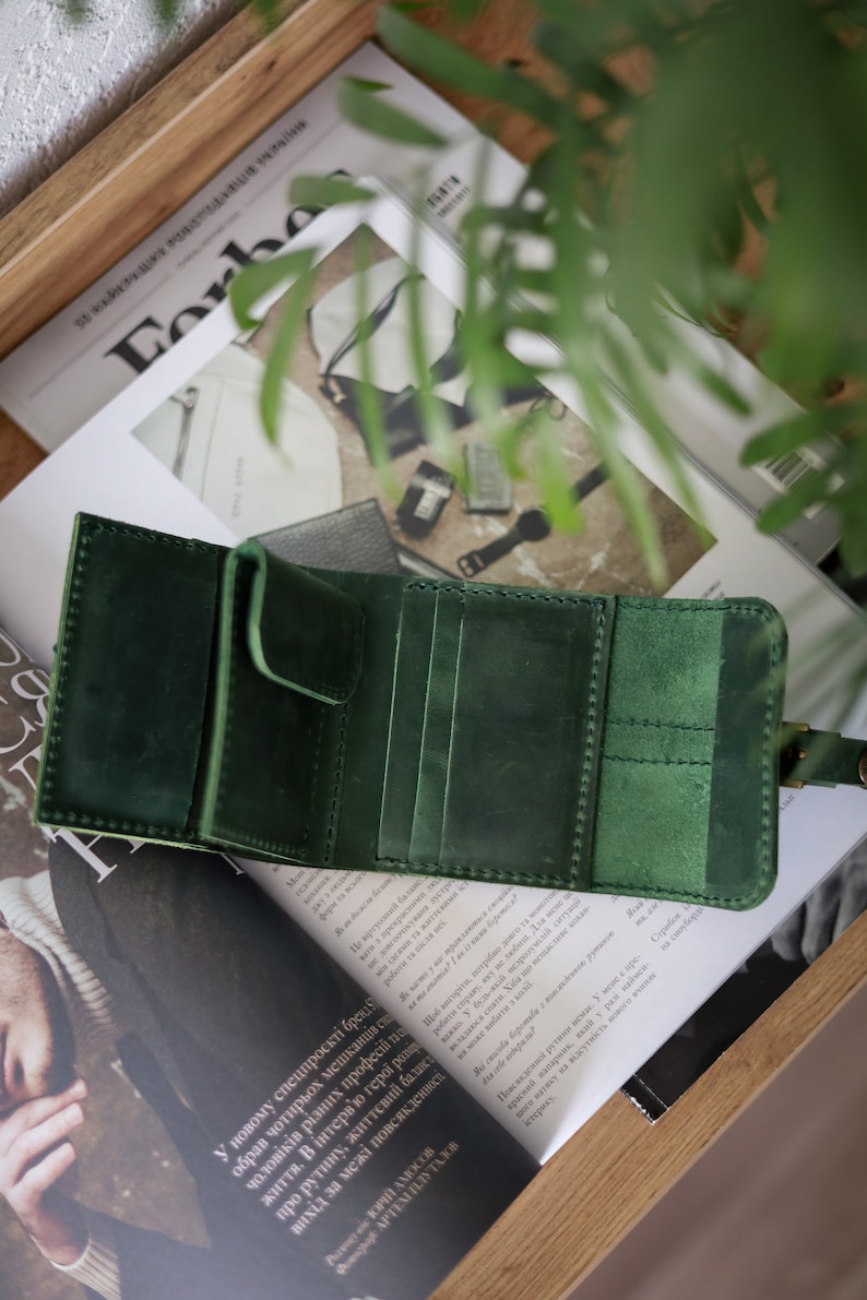 cute green leather wallet