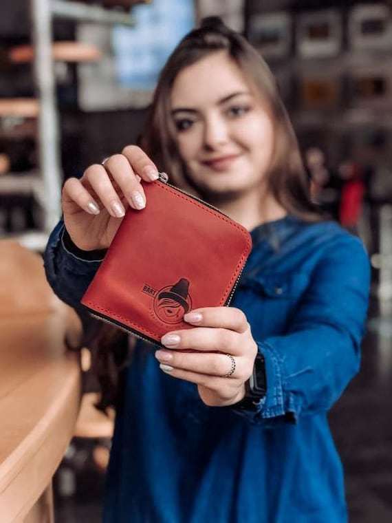 Red Leather Long Wallet