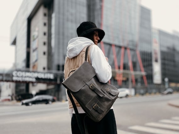 drawstring leather backpack australia Abby Full-Grain Black, Handcrafted in Ethiopia This vegan leather backpack is about 40% lighter than similar leather bags The Vacationer