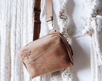 Leather Crossbody Bag – Small Genuine Leather Sling Bag – Minimalist Everyday Purse with Card Slots