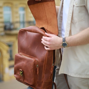 Leather backpack men travel backpack laptop backpack backpack women image 7