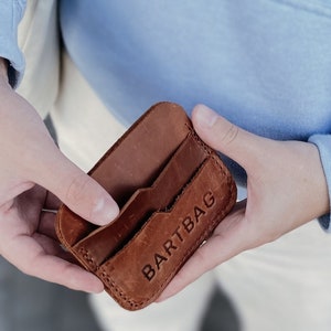 Cartera porta tarjetas Cartera delgada Cartera de cuero personalizada Cartera pequeña para mujer imagen 5