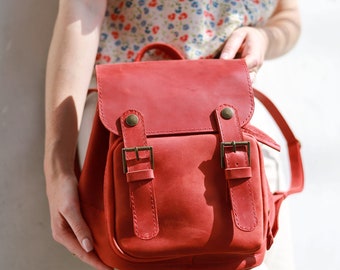 british made leather backpacks Large Portrait Leather Backpack