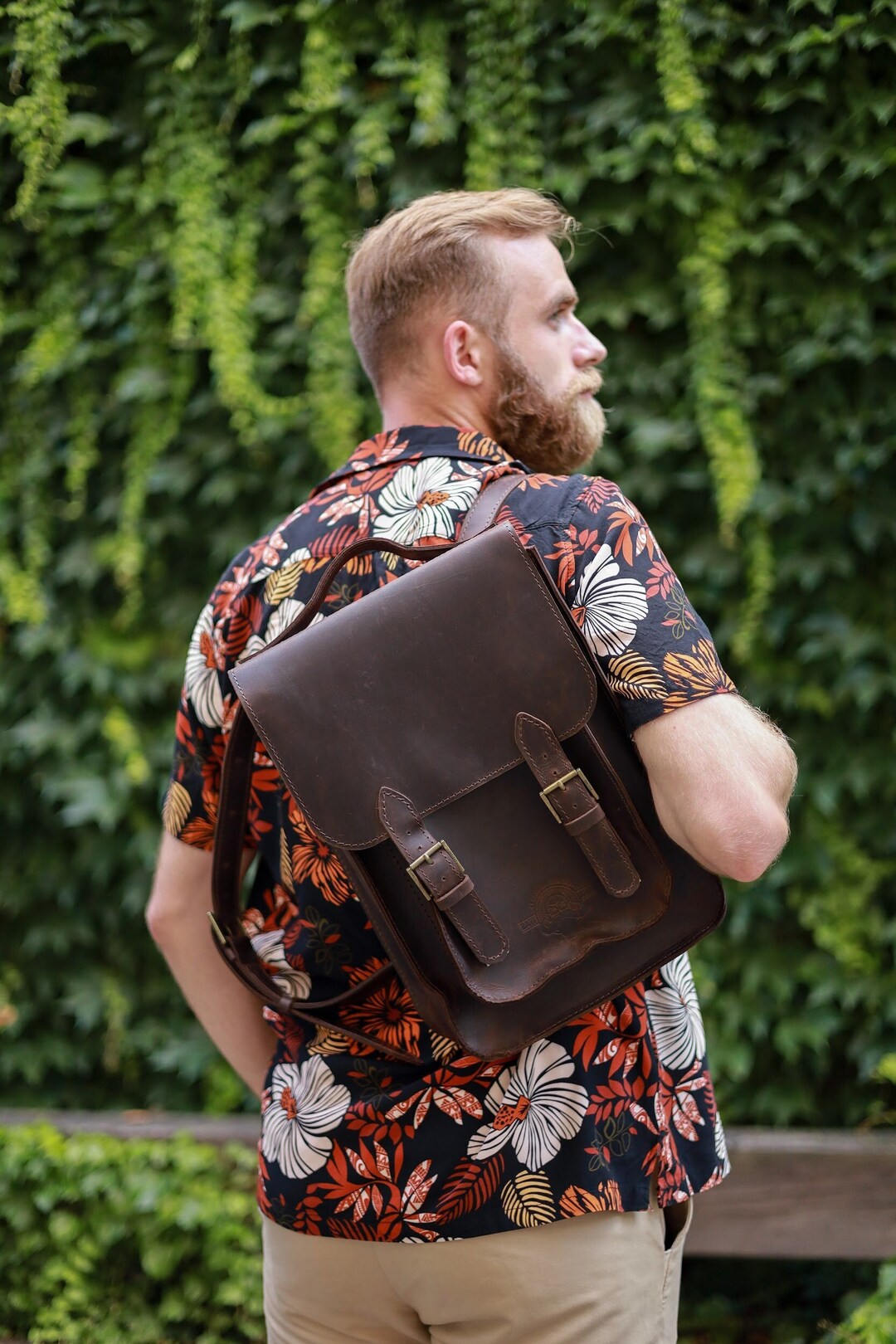 Handcrafted Top Grain Leather Backpack, Weather-resistant