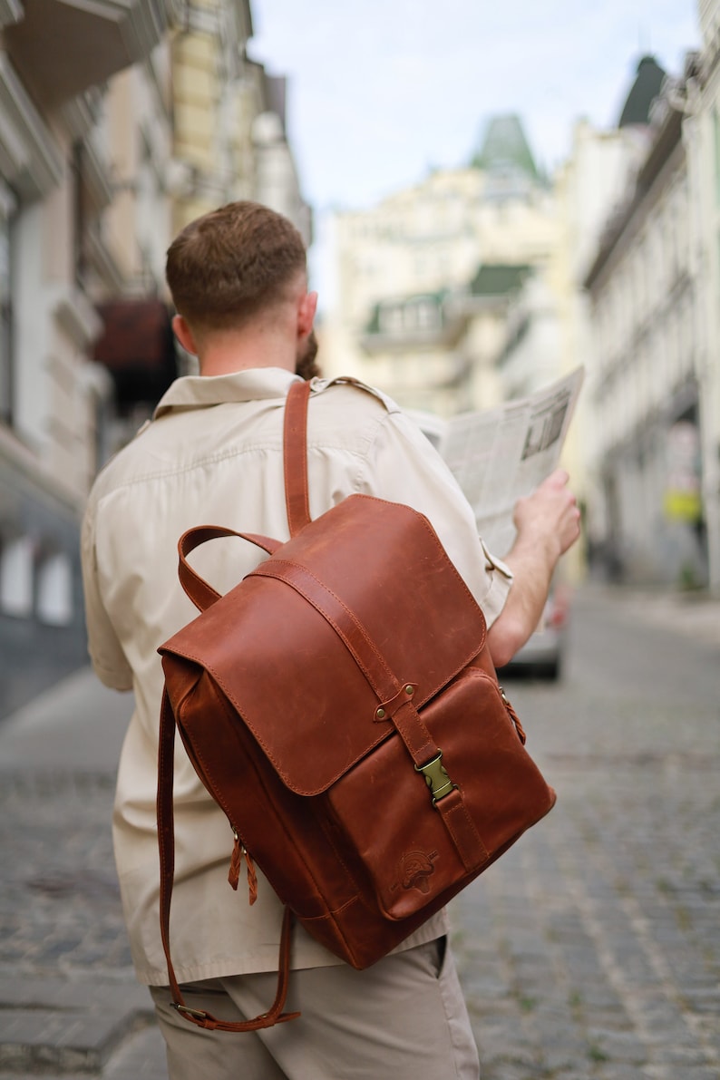 Leather backpack men travel backpack laptop backpack backpack women image 4